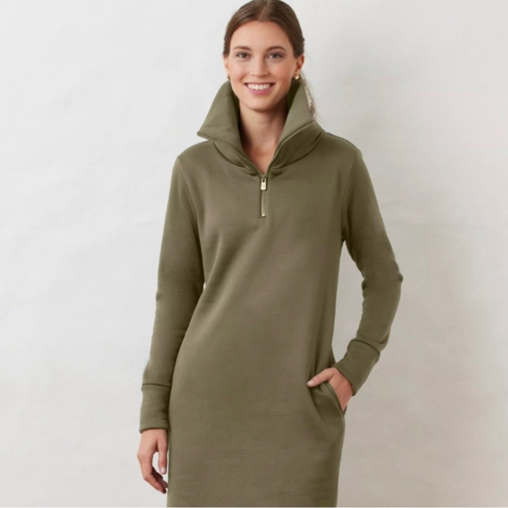 DUDLEY STEPHENS Large Doverton Jersey Fleece Dress Army Green
